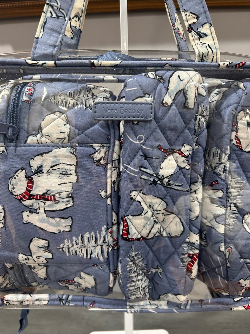 Vera Bradley Quilted Polar Bear 4 in 1 Travel Case Set in Light Blue - Picture 3 of 5